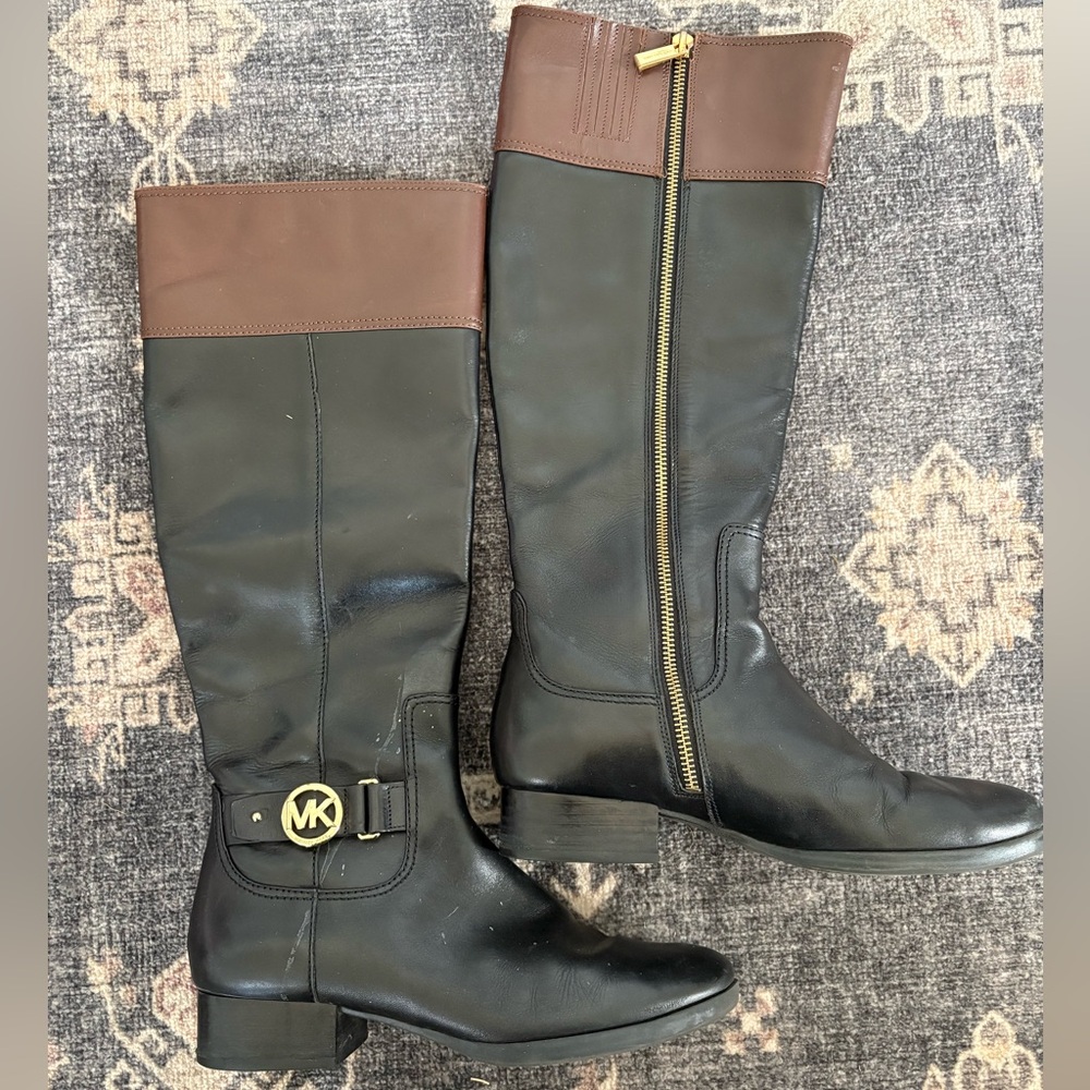 Michael Kors Black and Brown Knee Boots